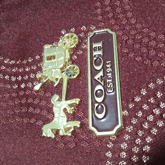 SALE! Auth Coach Sophia Mad Dotted Art Dark Red/Gold Bag & NWT Wristlet Bundle - Picture 2 of 16